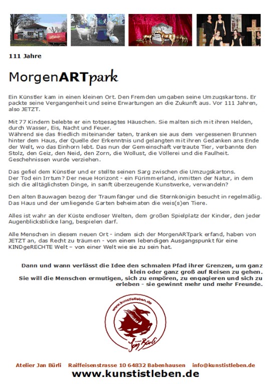 Begrüßung 111 Jahre Morgenartpark Begrüßung 111 Jahre Morgenartpark